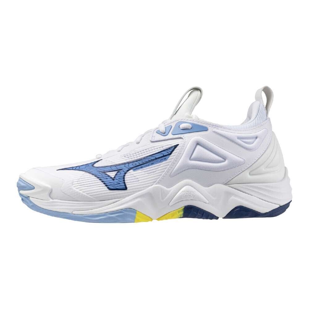 Zapatos de voleibol MIZUNO Wave Momentum 3 V1GA2312 97 blanco azul marino ancho 2.5E