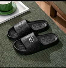 NEW CUTE BEAR PILLOW SLIDES BLACK SZ 11 GARDEN BATHROOM SHOES NIB USA