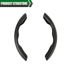 2x Carbon Fiber Look Car Steering Wheel Booster Cover Non-Slip Accessories Black