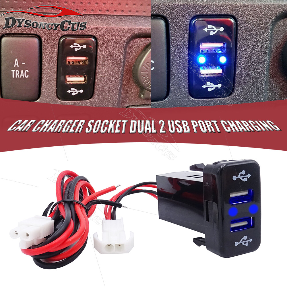 Fit Toyota Tacoma Land Cruiser 12V Blue Dual USB Power Charger Switch+Wiring  | eBay