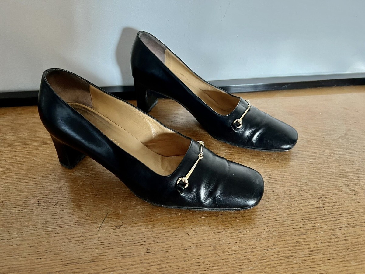 chaussures femme Gucci Italie à boucles dorées taille 37,5 36,5 IT  Vintage