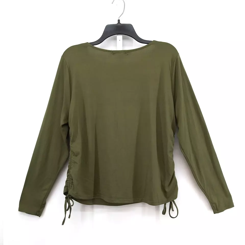 Camisa blusa pulóver manga larga verde oliva talla 2X casi famosa para mujer Foto 3 de 4