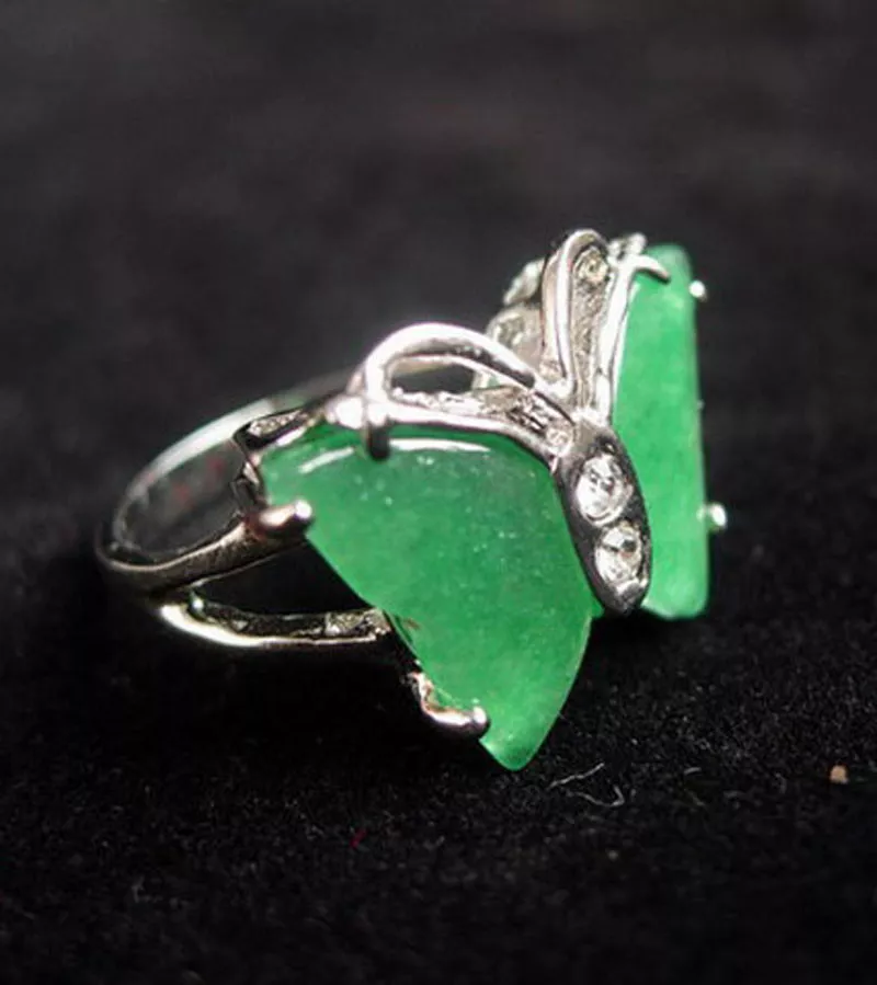 Jade green butterfly ring deals