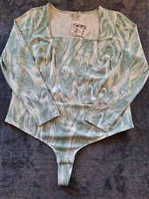 Style Not Size For Jenni Womans 2XL Sage Green/Ivory Marble Print Bodysuit