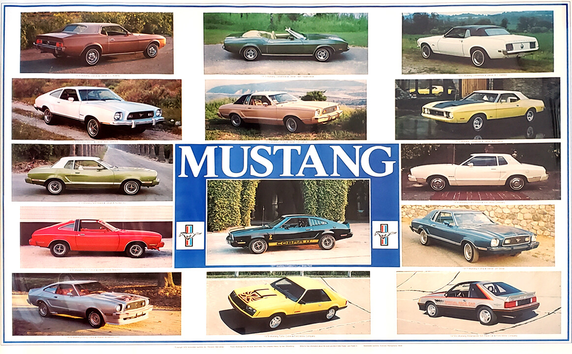 Classic 1970-79 FORD MUSTANGS 14 Cars Collage Vintage Original