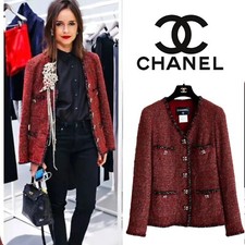 RARE CHANEL 11A Byzance Red Burgundy Metallic Gripoix Fantasy Tweed Jacket FR40