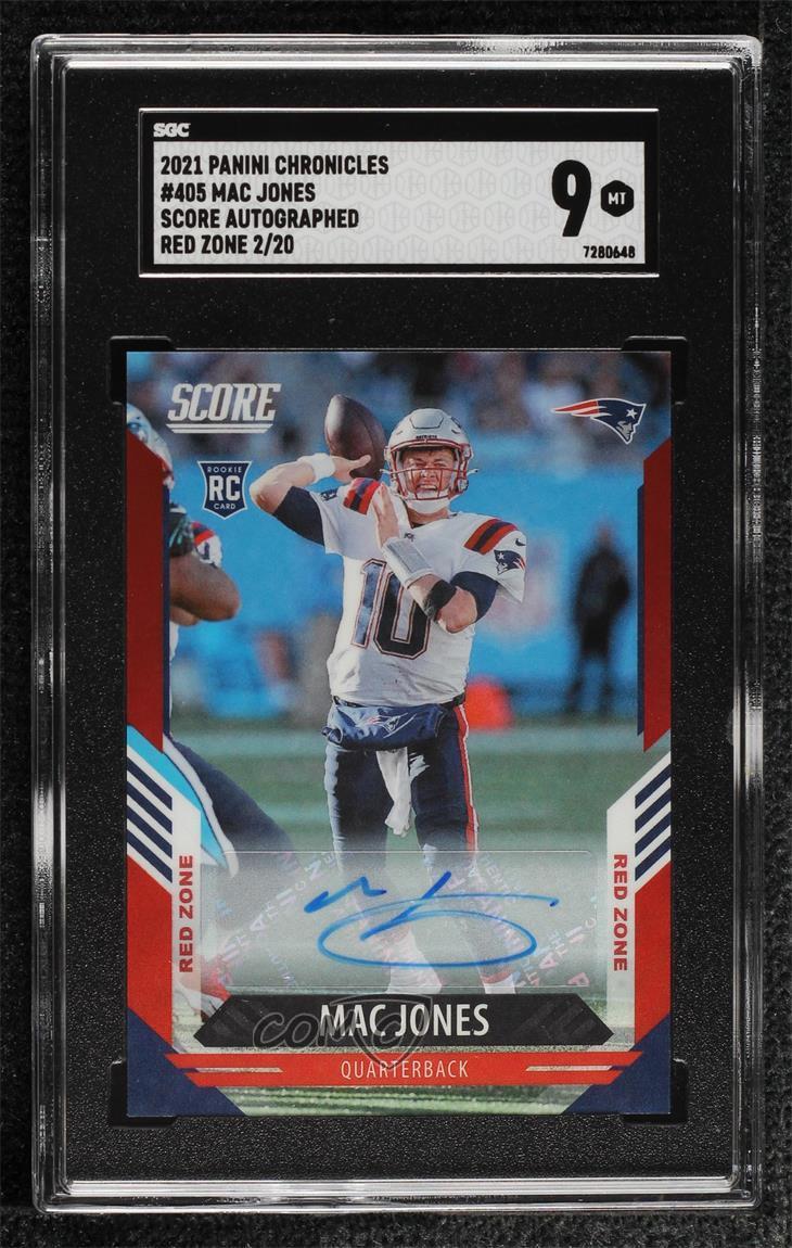 Mac Jones Panini Chronicles Score Update Rookies #405 Signatures-Red Zone