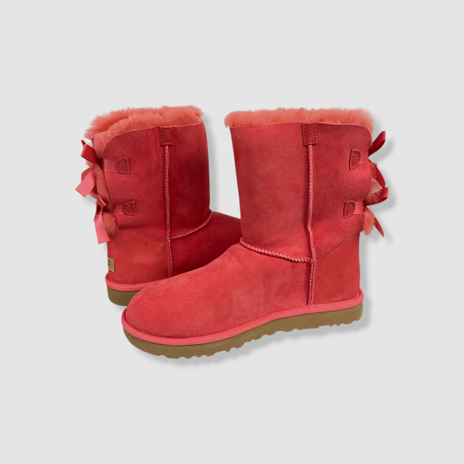 UGG Women's Pink Bailey Bow II Genuine Shearling Boot Shoes Size 11