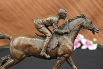 Messingskulptur Große Detail Ein Jockey Und Vollblutpferd Pferd Hot Deko Kunst