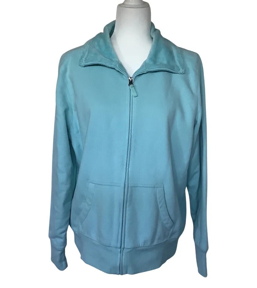 LL Bean Sherpa Lined Solid Blue Zip Sweatshirt,  … - image 2