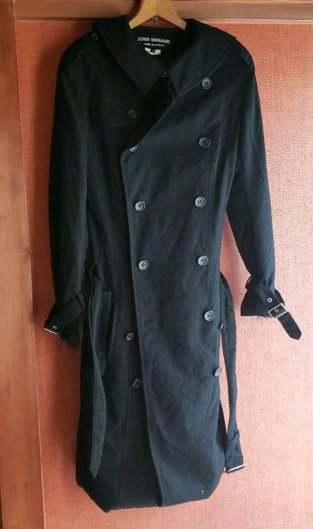 JUNYA WATANABE Comme Des Garcons Trench Coat Deformed with Belt Black Size S