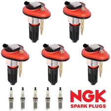 5 Ignition Coil UF303 & NGK platinum Spark Plug for Chevy Colorado GMC Hummer H3