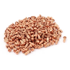 200 Pcs 5/64" x 13/64" Copper Round Head Solid Rivets Knurled Shanks