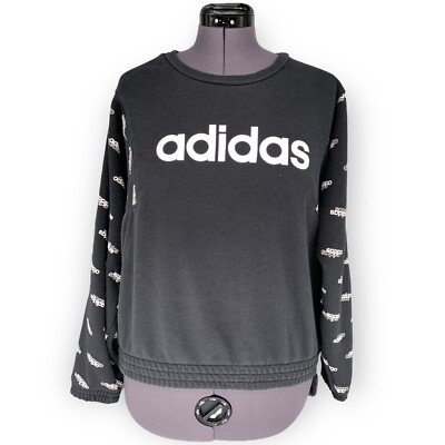 Adidas ESS Linear Fav Core Womens All Over Print Pullover Sweatshirt Size Large