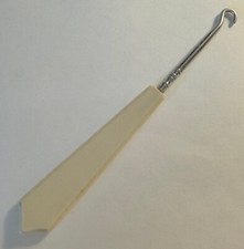 Vintage Small French Ivory Celluloid Shoe Button Hook - 6 1/4" long