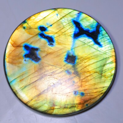 239 CT HUGE 100% NATURAL GOLDEN FIRE LABRADORITE ROUND CABOCHON GEMSTONE GK-197