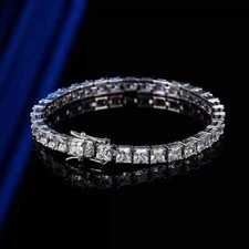 9Ct Princess Cut Lab Created Diamond Women Tennis Bracelet 14k White Gold Plated