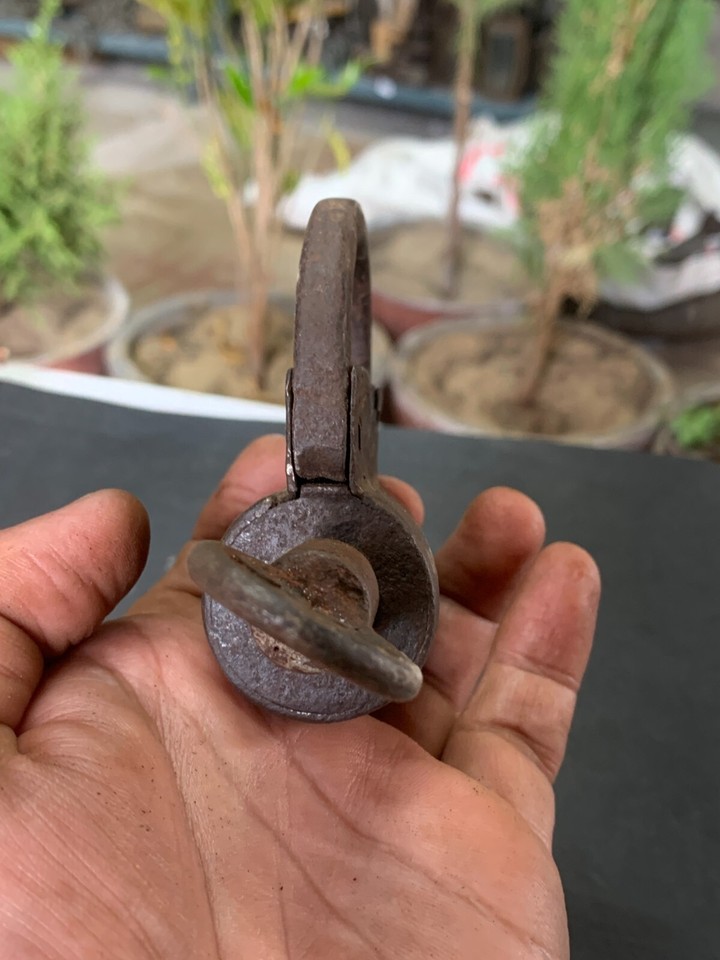Antique 1800s Indian Hand Forged Iron Spring Lock System Padlock With ...