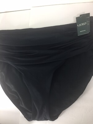Ralph Lauren 22W Womens Black Swimsuit Brief Bottoms High Cut