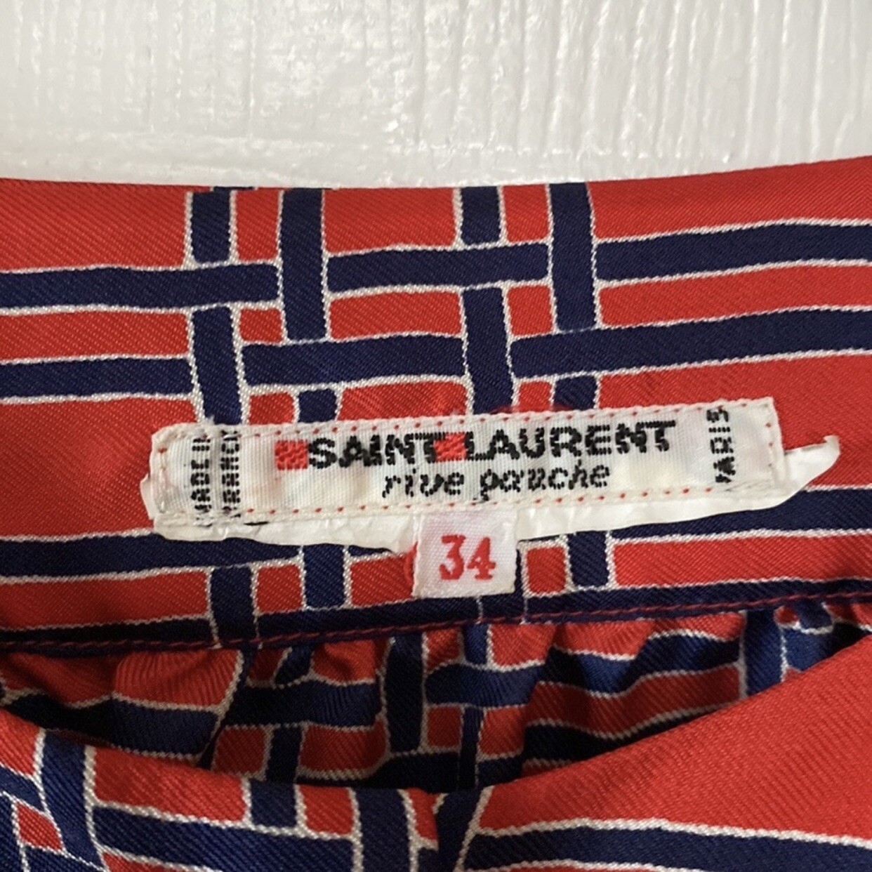 VTG 70’s YSL Saint Laurent Rive Gauche Red Plaid … - image 8
