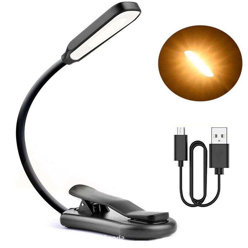 Rechargeable Book Light Mini LED Reading Light Flexible Easy Clip Lamp Portable