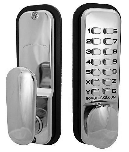 Borg Locks BL2201 Digital Push Button Door Lock with Holdback in Polished Chrome