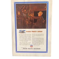 Vintage 1943 Union Pacific Railroad Clear Track Ahead Ad Advertisement