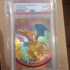 1999 Topps Pokemon T.V. Charizard Rainbow Foil #6 PSA 8