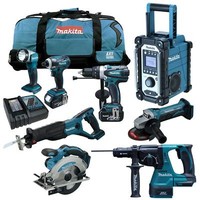 Makita 18V Akku Werkzeug Set +DMR107 +DHR243RMJ Kombi-Bohrhammer Rtj Y1J 12Tlg.