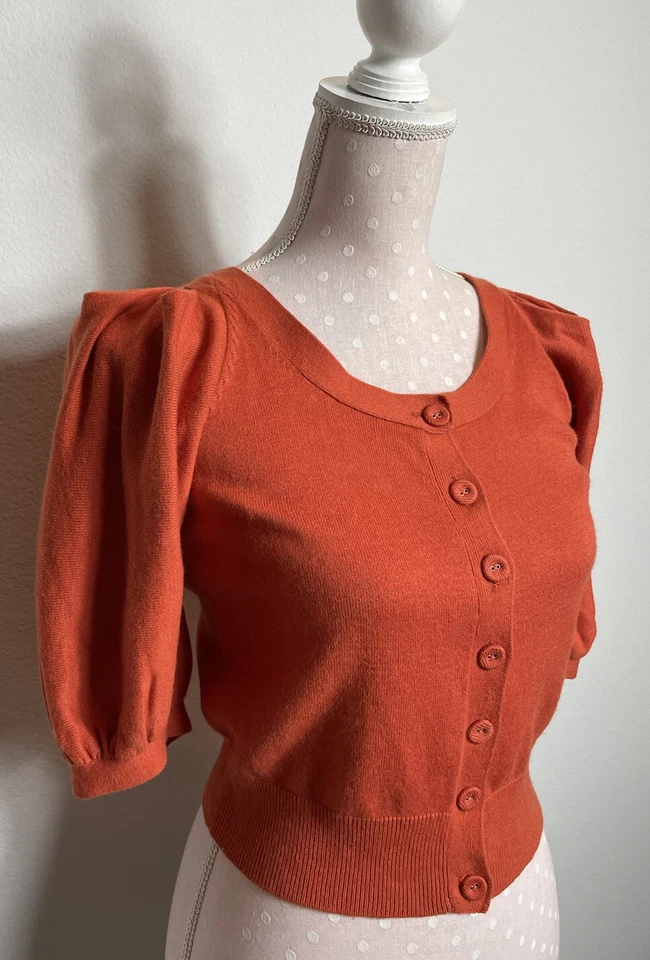 French Connection 橙色开衫毛衣 S 独特袖子风格 — 第 2/4 张图片