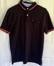 Tommy Hilfiger Polo Shirt Mens Size Medium Blue Red Stripe Casual Short Sleeve