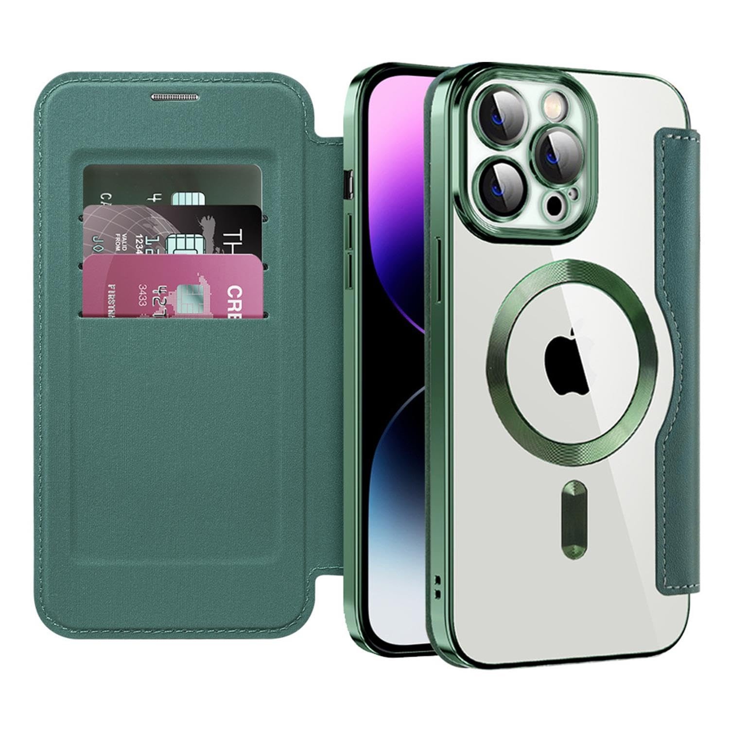 Coque iPhone 11 magnétique et housse cuir noir avec porte-carte