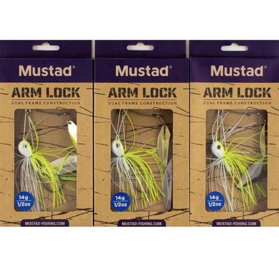 (LOT OF 3) MUSTAD ARM LOCK SPINNERBAIT 1/2OZ ALSBDW CW-14-1CHART WHITE Free Ship