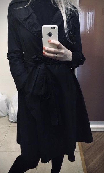 Women DKNY Trench Coat Black 36 / S / 44 #BO4W
