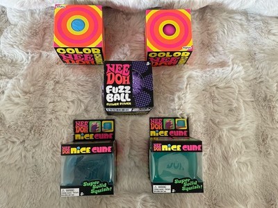 Nee Doh LOT Fuzz Ball Flower Power, Nice Cube, Color Change Ball (5)