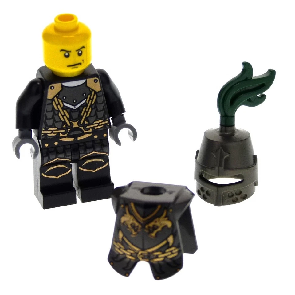 1x Lego Minifigur Castle Dragon Knight Ritter Brustpanzer Helm Feder cas452 - Bild 1 von 1