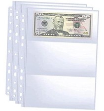 30 Pack 180 Pockets 11 Hole Currency Collection Sleeves, Cash Cash Sleeves