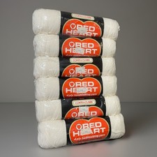 Vintage Red Heart Yarn E.267 Lot 6 Skeins 4 Ply Wintuk Orlon Off White Lot USA