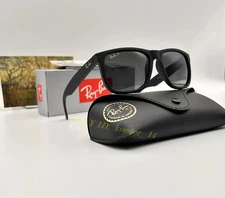 RAY-BAN RB4165 JUSTIN POLARIZED SUNGLASSES 54MM MATTE BLACK SQUARE MEN WOMEN