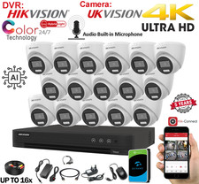 Hikvision AI DVR 8MP 4K  Full Color CCTV System Ukvision Camera Night Vision Kit
