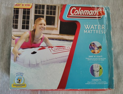 #ad Vintage Coleman Water Mattress Pool Float Snap N Stay Inflatable Lounger NIB $44.80
