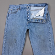 Levis 501 Jeans Men 36x34 Blue Button Fly Denim Pant Original Classic Distressed