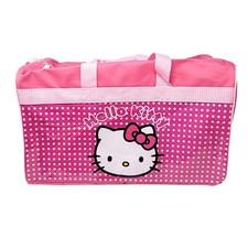 Hello Kitty Pink Polka Dot Kids Duffle Bag for Travel or Sports