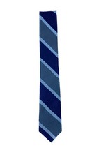 J.CREW DARK BLUE-GRAY STRIPED SILK MEN'S TIE HAND MADE IN USA EX.CON
