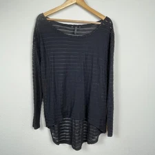 Guess Striped Burnout High-Low Top Size M Y2K Oversized Goth Witchy Long Sleeve
