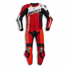 Ducati Motorcycle Leather Moto GP Armored Motorbike Biker Racing Suit & Gloves