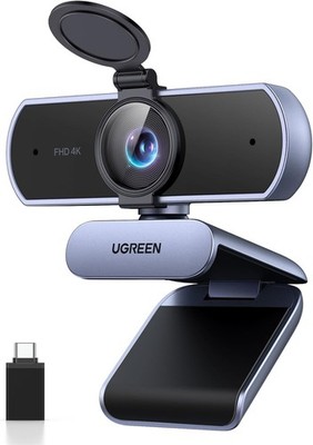 UGREEN UHD Webcam 4K, Webcam mit Mikrofon und Objektivabdeckung, PC Kamera mit