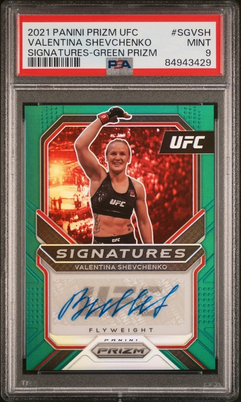 2021 Panini Prizm UFC Valentina Shevchenko #SG-VSH Signatures Green Auto PSA 9