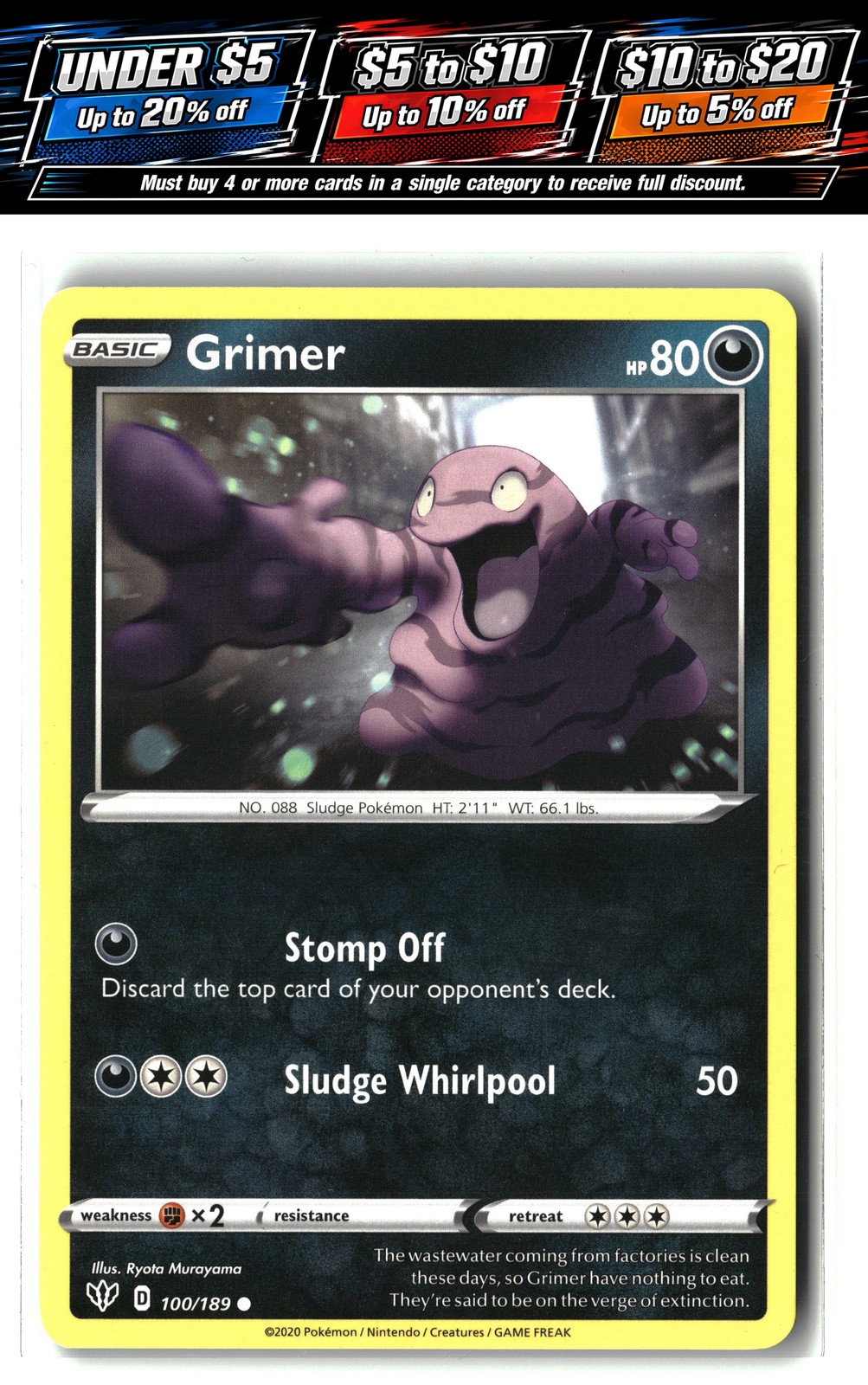 SWSH03: Darkness Ablaze #100/189 Grimer