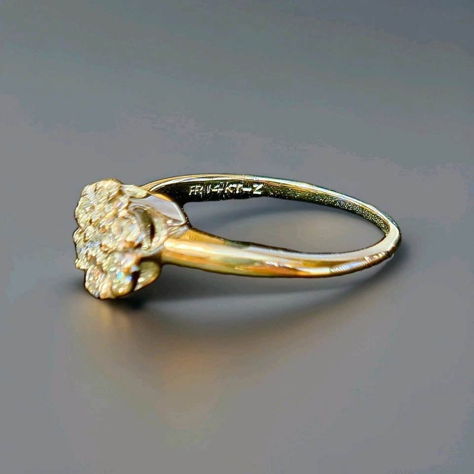 Винтажный H.W. & Co. Кольцо с цветочным кластером из белого золота 14 карат с 7 бриллиантами общим весом 0,5 карата размер 8 - Изображение 2 из 4